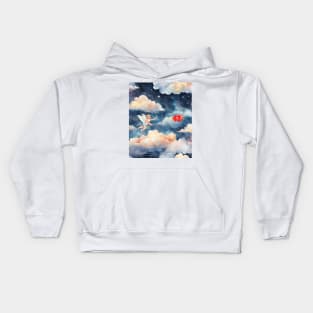 Cupid in the clouds in the starry sky Kids Hoodie